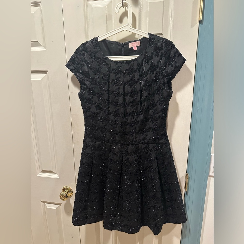 Ted Baker - Black houndstooth mini cocktail dress - size 4
